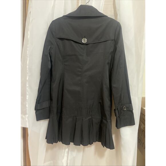 GUESS Black Mid Length Jacket Size Small Button Pockets Stylish - Picture 6 of 9